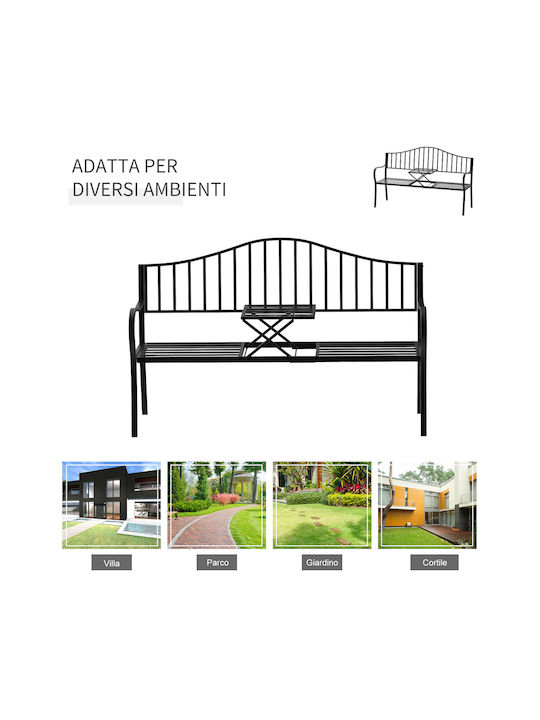 Two-Seater Sofa Outdoor Metallic Black 150x53x95cm
