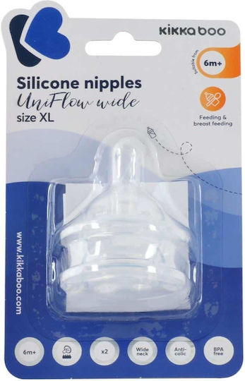 Kikka Boo Silicone Baby Bottle Teats High Flow for 6+ months 2pcs