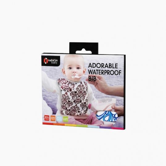 Naforye Pacific Waves Waterproof Bib Plastic with Hoop & Loop Fastener & Pocket Light Blue for 6 m+