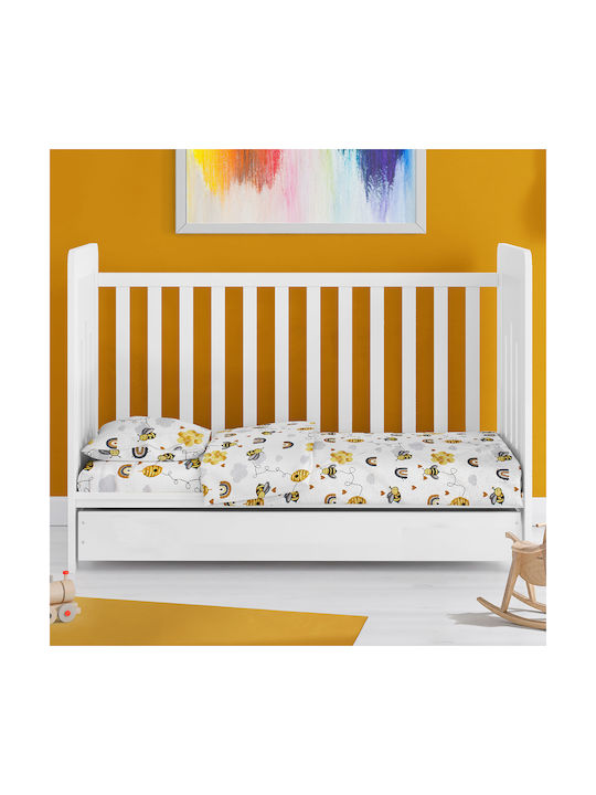 Dimcol Baby Sheet Cradle Cotton White-Yellow Yellow 80x110cm