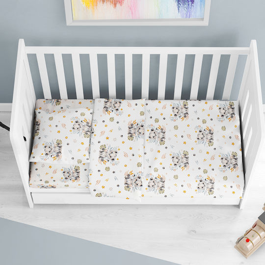 Dimcol Lion Cub Baby Sheet Crib Cotton Gray 80x110cm