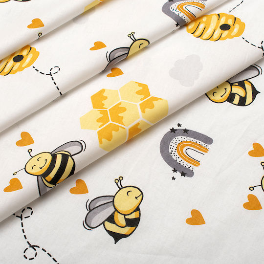 Dimcol Baby Sheet Cradle Cotton White-Yellow Yellow 80x110cm