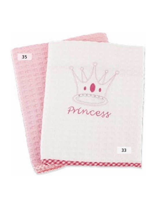 Dimcol Κουβέρτα Κούνιας Princess Πικέ Λευκή 100x160εκ.