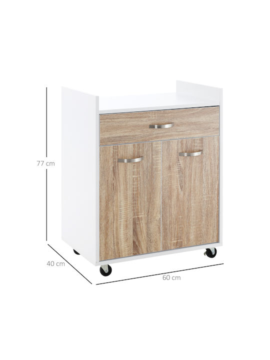 HomCom Wooden Kitchen Trolley 4 Tiers White 60x40x77cm