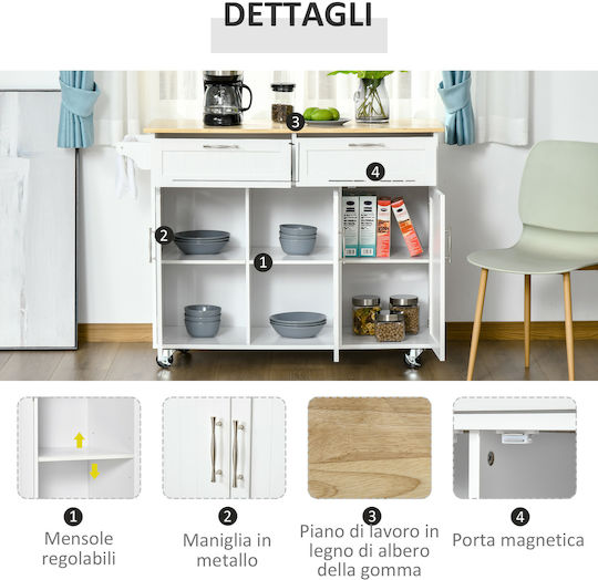 Floor Kitchen Cabinet White 121x46x91cm