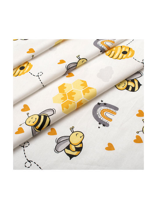 Dimcol Set Kids Duvet Cover Single with Pillowcase Cotton White-yellow 160x240cm