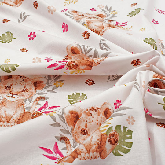 Dimcol Lion Cub Kids Duvet Cover Single Cotton 530 Beige 160x240cm
