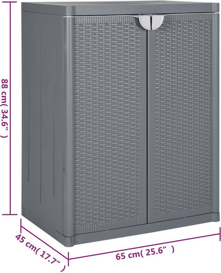 Double Door Wardrobe Plastic with 2 Shelves 65x45x88cm