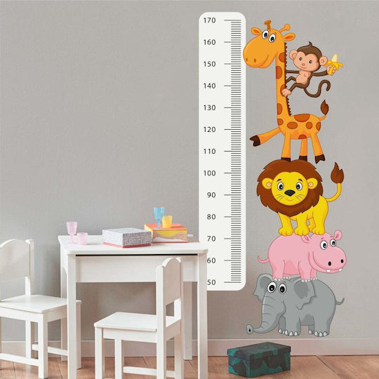 Caravelshop Kids Growth Height Chart Wall Sticker with Design Animals Ladder of Animals Multicolour 170cm