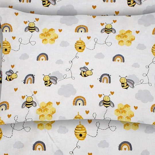 Dimcol Honey Bee 545 Βρεφική Μαξιλαροθήκη από 100% Βαμβάκι Κίτρινη 35x45εκ.