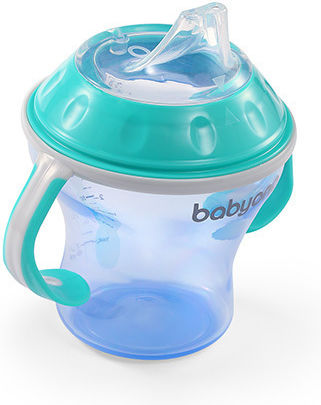 Babyono Non-Spill Educational Sippy Cup Plastic with Handles Light Blue for 6m+m+ 180ml