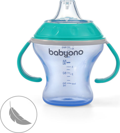 Babyono Non-Spill Educational Sippy Cup Plastic with Handles Light Blue for 6m+m+ 180ml