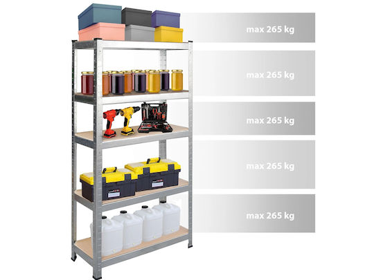 Humberg Dexion Regal Verzinkt 90x40x180cm mit 5 Regalen Gesamtbelastbarkeit 1325kg