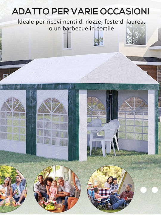 Outsunny Gazebo Garten Grün 4x2.95m