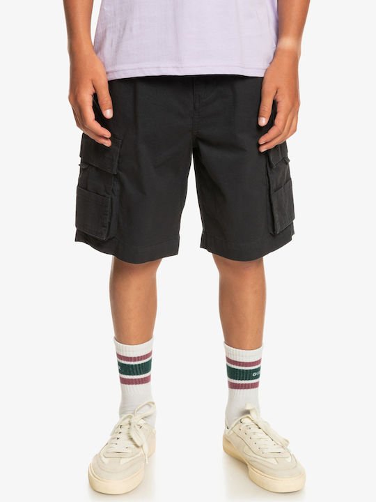 Kinder-Shorts/Bermudas Stoff Cargo To Surf Schwarz