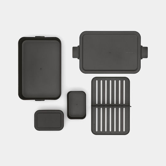 Brabantia Plastic Grey Lunch Box With Compartments 2lt