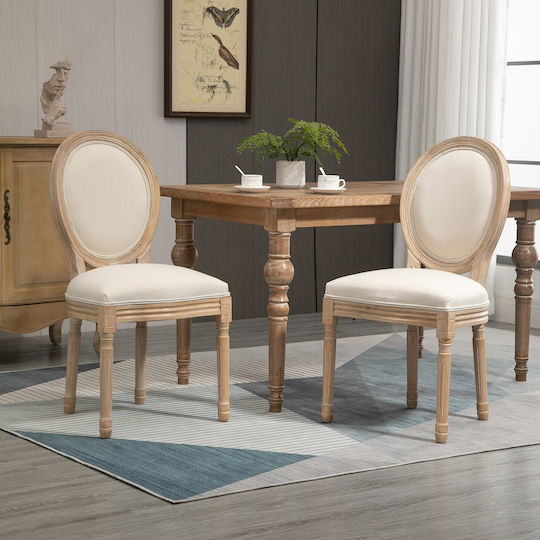 Dining Room Fabric Chair White 49x56x96cm 2pcs