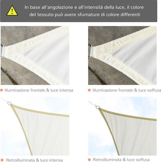 Outsunny Vela Ορθογώνιο Πανί Σκίασης Μπεζ με Κρίκους 4x3m