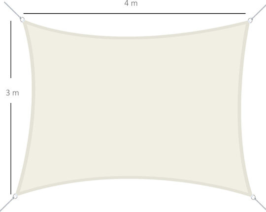 Outsunny Vela Ορθογώνιο Πανί Σκίασης Μπεζ με Κρίκους 4x3m