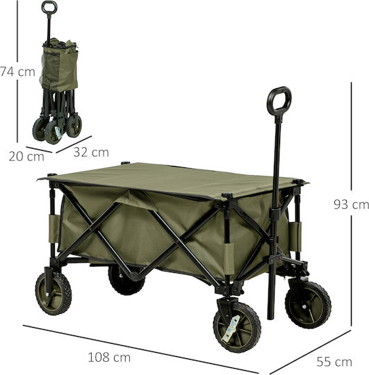 Foldable Garden Cart 108x55x93cm Metallic Four-wheel 125lt 108x55x93cm.