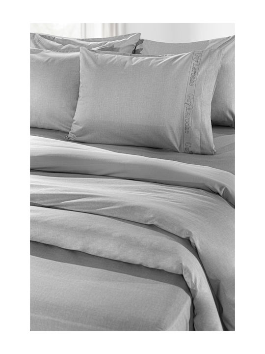 Guy Laroche Sheet King Size with Elastic 180x200+42cm. Color Plus Silver