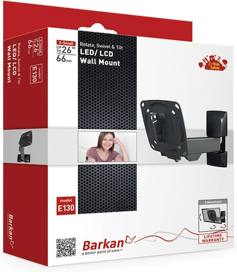 Barkan 590502.0012 Βάση Τηλεόρασης Τοίχου με Βραχίονα έως 26"