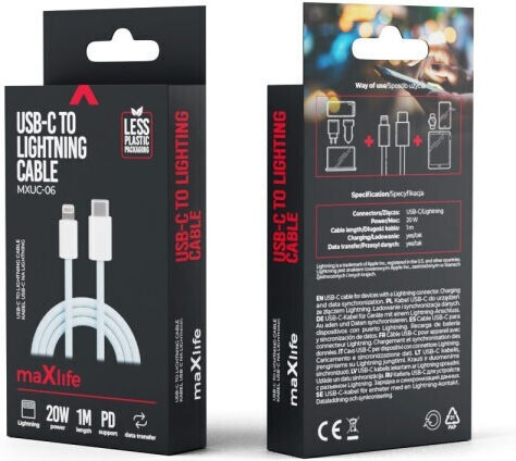 Maxlife Braided la Cablu Lightning 20W Albastru 1m (MXUC-06)