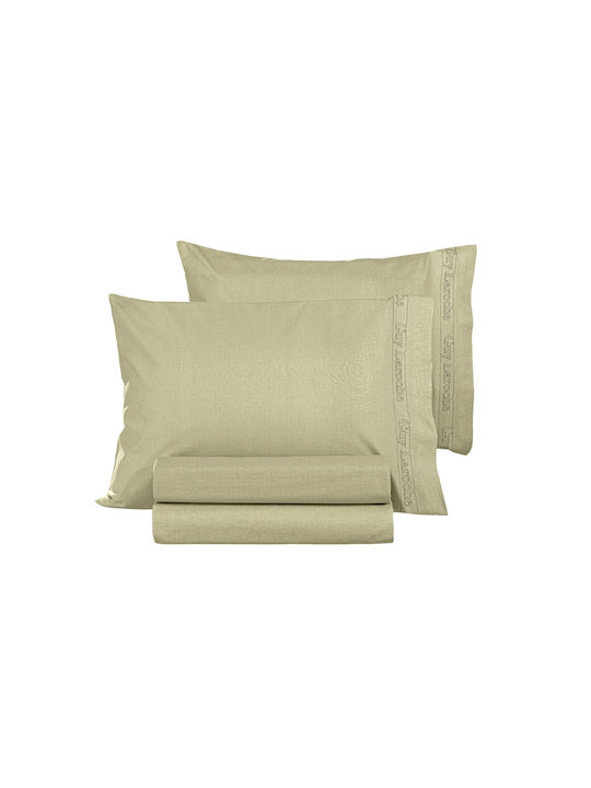 Guy Laroche Bettlaken King Size mit Gummiband 180x200+42cm. Color Plus Olive