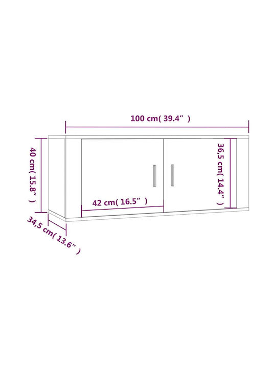 TV-Möbel Hölzernes Weiß L100xB34.5xH40cm