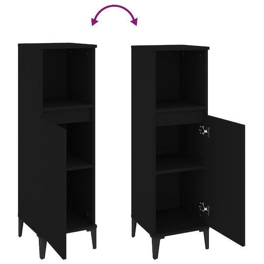 vidaXL Bathroom Cabinet L30xW30xH100cm Black
