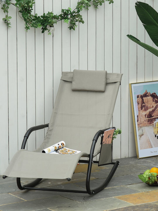 Deckchair Metallic with Textilene Fabric Black 62x88x165cm.