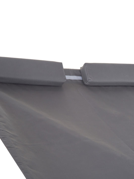 Sunbed Double Metal with Sunshade & Wheels Gray 200x170x134cm.