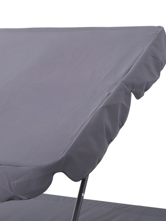 Sunbed Double Metal with Sunshade & Wheels Gray 200x170x134cm.