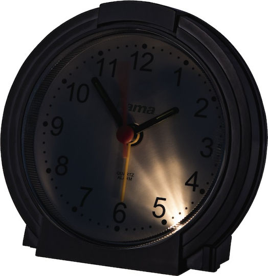 HAMA Silent Tabletop Clock with Indicators Plastic with Alarm Clock Black 00186335