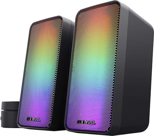 Trust Gxt 611 Wezz Ηχεία Υπολογιστή 2.0 με RGB Φωτισμό και Ισχύ 12W σε Μαύρο Χρώμα