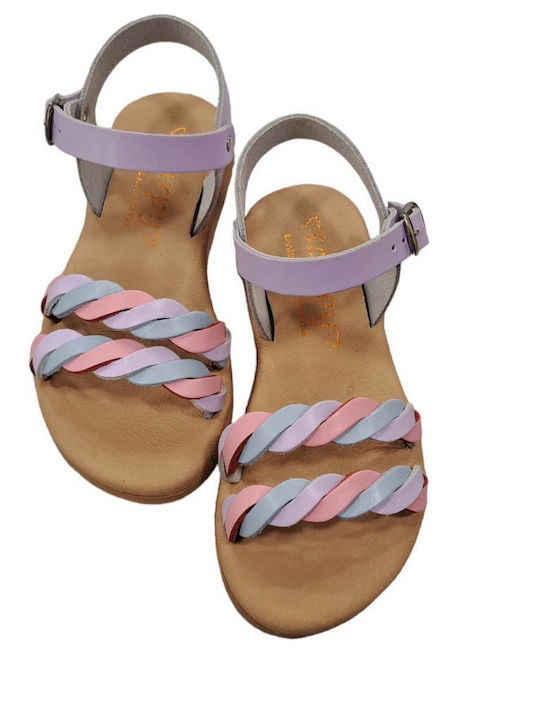 Kindersandalen Scarpy 22-94 dreifarbig Flieder Rosa Blau