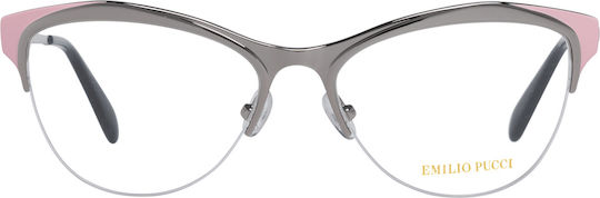 Emilio Pucci Weiblich Metallisch Brillenrahmen Katzenauge Silber EP5073 020