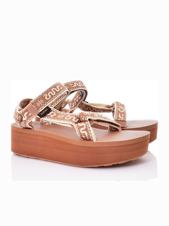 Universal Women's Flat Sandals Sporty Flatforms Brown