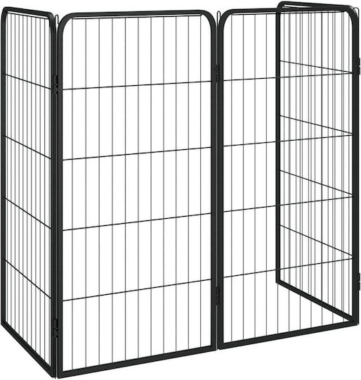 vidaXL Metallisches Hundetore mit 4 Paneelen 50x50x100cm Schwarz