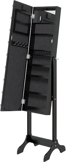 vidaXL Oglindă De Podea Cu Cadru Din Lemn Negru Și Iluminare LED 146x37cm