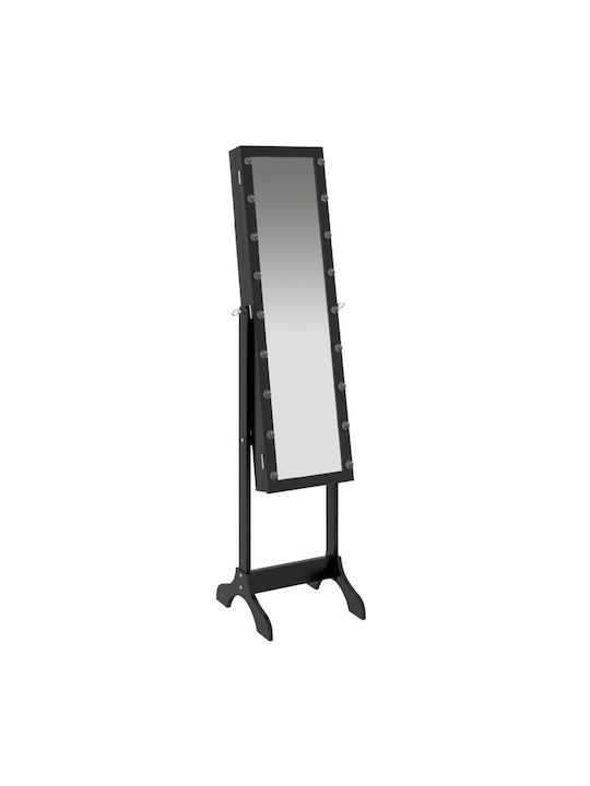 vidaXL Boden- oder Standspiegel mit Schwarzem Holzrahmen & LED Beleuchtung 146x37cm