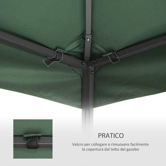 Outsunny Gazebo Acoperiș pentru foișor Verde 3x3m
