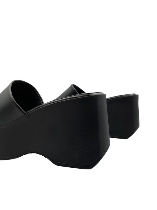 Women's Leather Platform Shoes Black