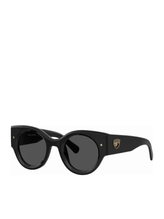 Chiara Ferragni Women's Sunglasses with Black Plastic Frame and Gray Lens