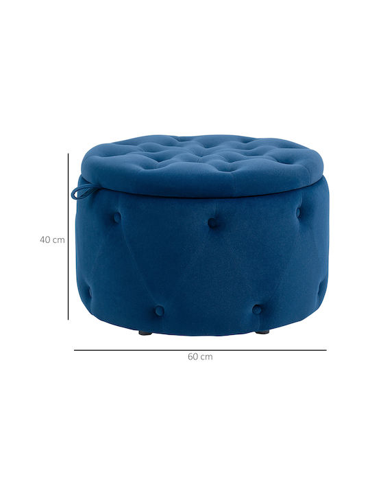 Stool Footstool With Storage Space Upholstered with Velvet Blue 60x60x40cm