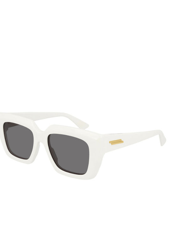 Bottega Veneta Women's Sunglasses with White Plastic Frame and Black Lens BV1030S 003