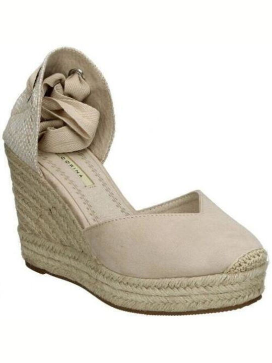 Corina Platforme dama în stil espadrile Natural