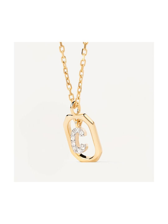 P D Paola Necklace Monogram from Gold Plated Silver with Zircon