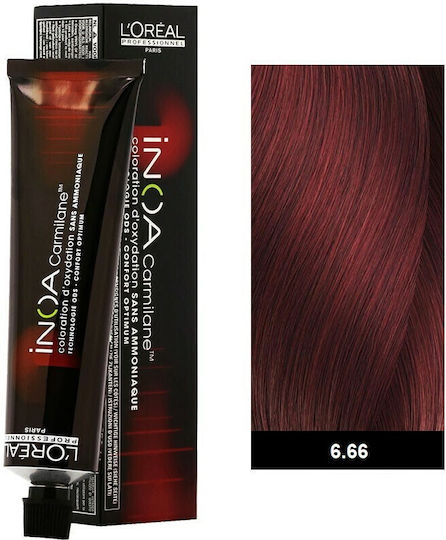 L'Oréal Professionnel Inoa Carmilane Βαφή Μαλλιών Χωρίς Αμμωνία 6.66 Ξανθό Σκούρο Κόκκινο Βαθύ 60ml