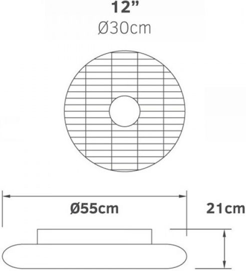 Lineme Cierzo Tip Închis Plafonieră 55cm Cu Lentile De Mărire Albă